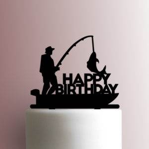 Sports Cake Topper - Fisherman with Age - Custom Fishing Cake Decoration