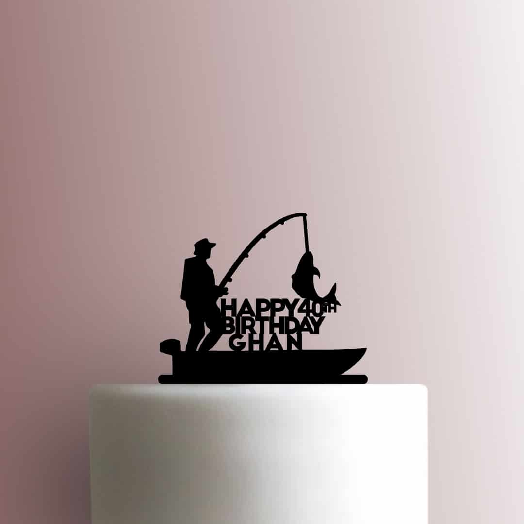 Fisherman Happy Birthday 225-A487 Cake Topper