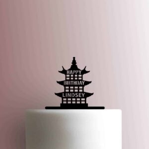 Custom Japanese Castle Happy Birthday Name 225-B966 Cake Topper